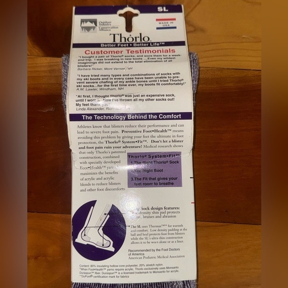 New Vintage Thorlo Outdoor Skiing Over Calf Socks SL-13 with Thermax USA NWT - Picture 3 of 3